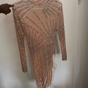 Glamorous Beaded Long Sleeve Dress
